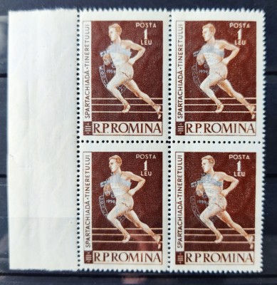 ROMANIA 1959 - A VIII-a editie a Jocurilor Balcanice - Bloc de 4 MNH - LP 479 foto