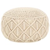 Cumpara ieftin Taburet puf macrame lucrat manual, 45 x 30 cm, bumbac