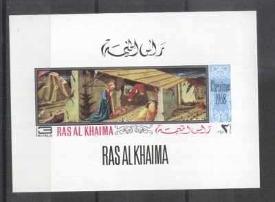 Ras Al Khaima 1968 Paintings Christmas mini sheet Mi.274 MNH DA.027 foto