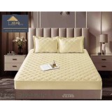 Cumpara ieftin Topper Saltea/Husa de pat matlasata si 2 fete de perne din catifea, cu elastic, model tip topper 140x200 - JO851