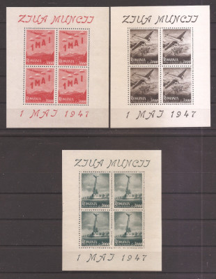 ROMANIA 1947 - LP 218 a - 1 Mai ziua muncii, blocuri, MNH foto