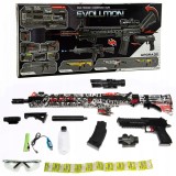 Pușcă automată 2&icirc;n1 pe bile gel, pistol convertibil &icirc;n pușcă 87 cm, set cu 3000 bile