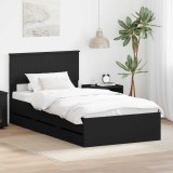 vidaXL Cadru de pat cu sertar Negru 100 x 200 cm Lemn Ingineresc 3410736