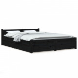 Cadru de pat cu sertare Double 4FT6, negru, 135x190 cm