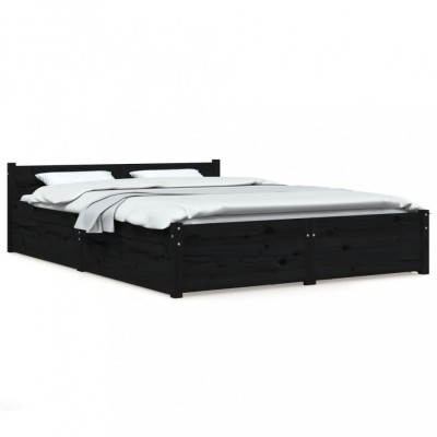 Cadru de pat cu sertare, negru, 160x200 cm foto