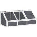 PawHut Căsuță pentru Țestoase fără Paviment cu Panel Detașabil și 2 Spații Separate, 120x55x50 cm, Gri | Aosom Romania