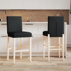 vidaXL Scaune de bar, 2 buc., lemn masiv de hevea ?i textil foto