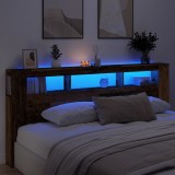 Tăblie pat cu LED lemn vechi 220x18,5x103,5 cm lemn prelucrat