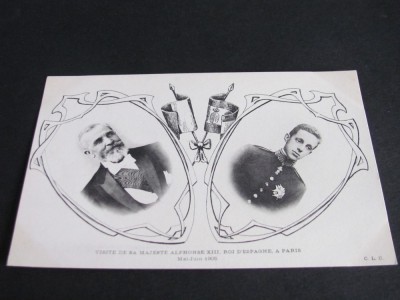 Carte Poștală Istorică . Vizita Regelui Alfonso XIII al Spaniei la Paris foto