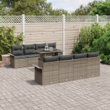 Gossi set canapea gradina 9 piese cu perne gri din poli ratan
