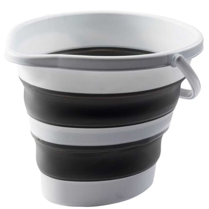 Galeata Pliabila din Silicon si Plastic, cu Maner 5L, Practica si Compacta Alb si Negru