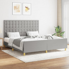 vidaXL Cadru de pat cu tăblie, gri deschis, 160x200 cm, textil