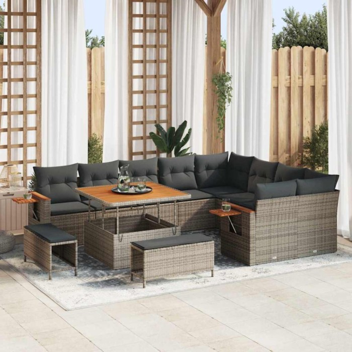 vidaXL Set de canapele pentru grădină 12 pcs Gri 100 x 100 x 71 cm 3363208