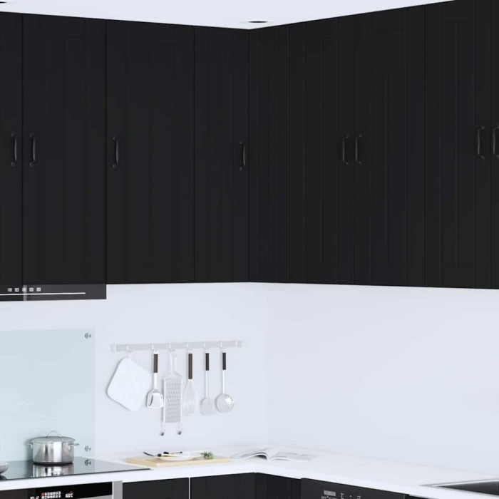 vidaXL Dulap suspendat de bucătărie cu raft Negru 57 x 57 x 100 cm 885166