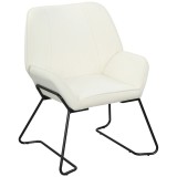 HOMCOM Fotoliu de Living cu Scaun Larg și Capitonat Tapitat &icirc;n Catifea Picioare de Metal Fotoliu pentru Living Crem | Aosom Romania