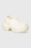 Crocs papuci Stomp Slide femei, culoarea bej, cu platforma, 209347.0WV