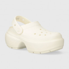 Crocs papuci Stomp Slide femei, culoarea bej, cu platforma, 209347.0WV