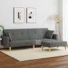 Gossi canapea extensibila cu taburet, 2 locuri, gri inchis, textil