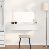 Masă Toaletă Suspendată vidaXL, Alb, 100x40x70 cm, Oglindă, Sertar, MDF, Montare pe Perete, Dormitor