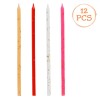 Set Lum&acirc;nări Zi De Naștere, Multicolor, 14 cm, 12 Bucăți, Parafină, Glitter Auriu, Oem