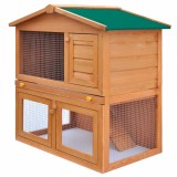 Cușcă Iepuri vidaXL, 3 Uși, Lemn, Exterior, 93x60x97cm, Accesorii Rozătoare, Tavă Retractabilă