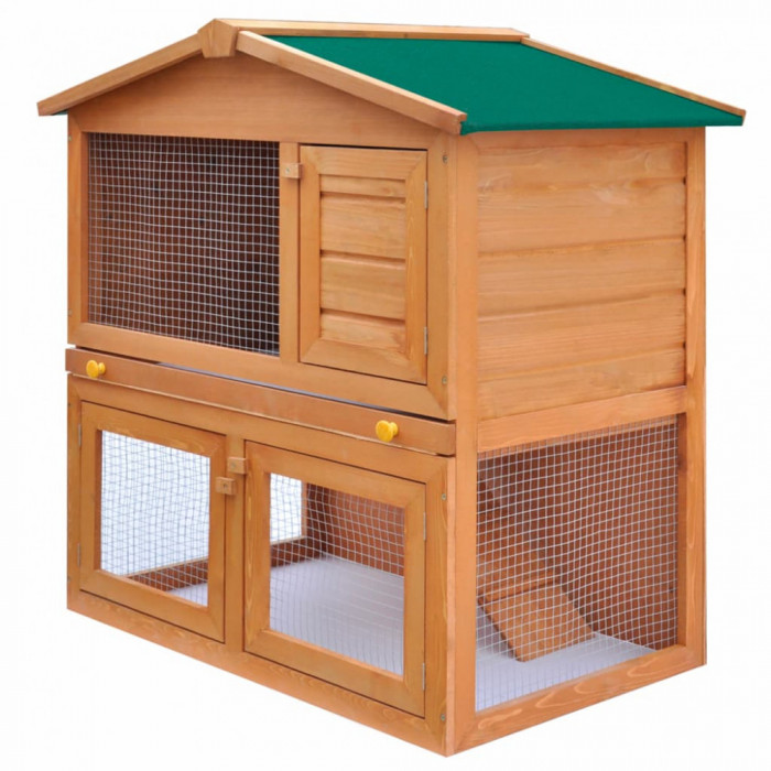 vidaXL Cușcă de exterior iepuri cușcă adăpost animale mici 3 uși lemn