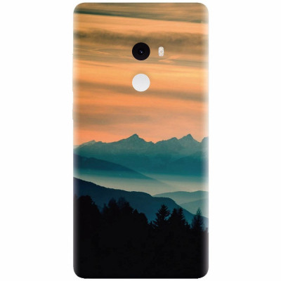 Husa silicon pentru Xiaomi Mi Mix 2, Blue Mountains Orange Clouds Sunset Landscape foto