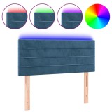 Cumpara ieftin Tablie de pat cu LED, albastru inchis, 90x5x78/88 cm, catifea