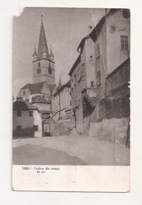RF45 -Carte Postala- Sibiu, vedere din orasul de jos, circulata 1959 foto