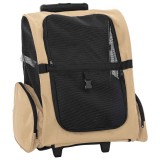 VidaXL Cărucior pentru animale de companie 3 &icirc;n 1, design nisipos, 48x32x57 cm, material Oxford