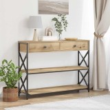Cumpara ieftin Masă consolă, stejar artizanal, 100x28x75 cm, lemn și oțel