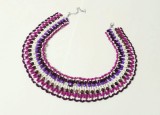 Reducere! Colier margele nisip handmade mov si ciclam, baza gatului, unicat
