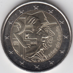 moneda 2 euro comemorativa FRANTA 2020 - de Gaulle, UNC