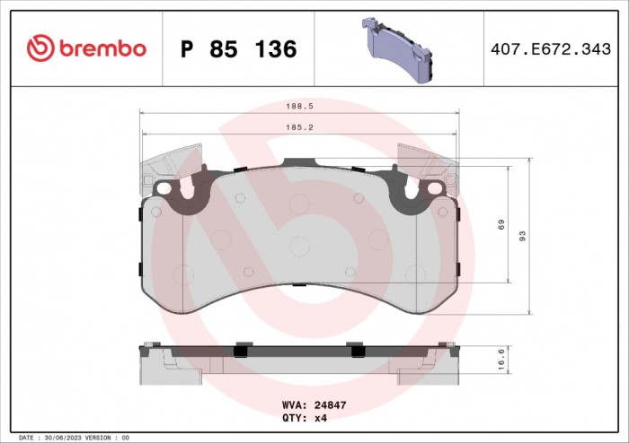 BREMBO P 85 136 PRIME LINE set placute frana,frana disc