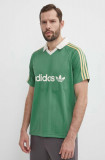 Adidas Originals tricou polo barbati, culoarea verde, modelator, IR9381