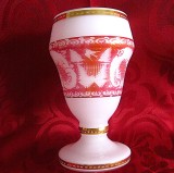 POCAL PAHAR CRISTAL COLORAT - STICLA OPALINA CU DECOR MANUAL 18 CM 500 ML