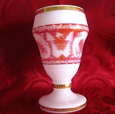 POCAL PAHAR CRISTAL COLORAT - STICLA OPALINA CU DECOR MANUAL 18 CM 500 ML