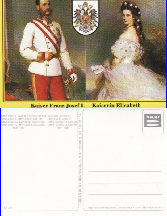 Ilustrata--Imparatul Franz Josef , Sissi-cp moderna