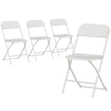 HOMCOM Set de 4 Scaune Pliabile cu Găuri de Drenaj din Plastic și Metal, 45x49x79.5 cm, Alb | Aosom Romania