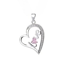 Pandantiv argint 925, JW1593, model inima, placat cu rodiu