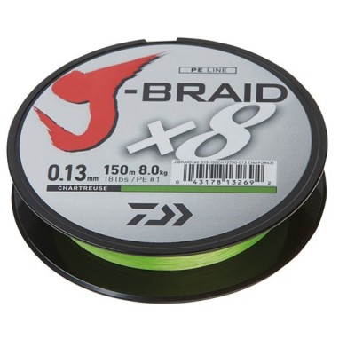 FIR DAIWA J-BRAID X8 CHARTREUSE 022MM/17.0KG/150M foto