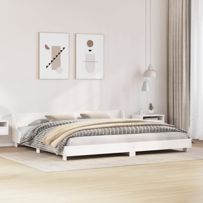 Gossi cadru de pat fara saltea, alb, 180x200 cm, lemn masiv pin