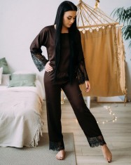 Pijama dama cu bluza si pantalon lung din satin fin foto