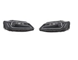 Far Volkswagen Jetta (1b), 07.2010-, model tuning, montare fata, stanga+dreapta, cu lumina de parcare LED; H1+H1+LED; electric; negru, transparent; c