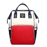 Rucsac multifunctional pentru mamici, flippy, din panza oxford, compartimentare multipla, impermeabil, 43 x 18 x 26 cm, alb/rosu/albastru