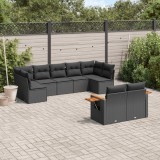 Cumpara ieftin Gossi set mobilier de gradina cu perne, 9 piese, negru, poliratan