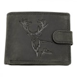 Portofel Piele Barbati Hunter Gravat cu Cerb, Compatibil cu Buletin, 12x9,5x2 cm