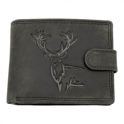 Portofel Piele Barbati Hunter Gravat cu Cerb, Compatibil cu Buletin, 12x9,5x2 cm foto