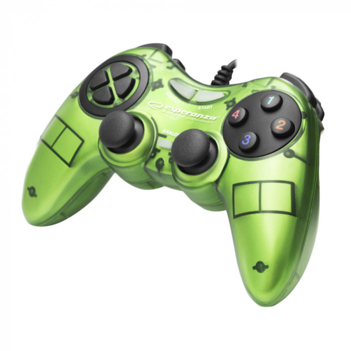 Controller Esperanza EGG105G Fighter, cu vibratii, gamepad PC, verde