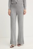 Armani Exchange pantaloni cu l&acirc;nă culoarea gri, drept, high waist, XW001165 AF16181
